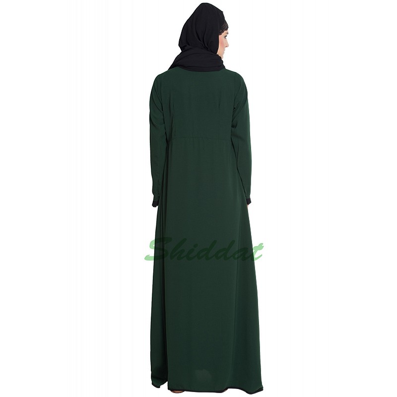 abaya-online-buy-dark-green-frilled-abaya-made-from-nida-matt-fabric